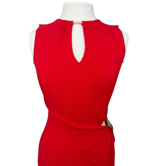 Cache Red Keyhole Midi Dress Size Small - Picture 2 of 9